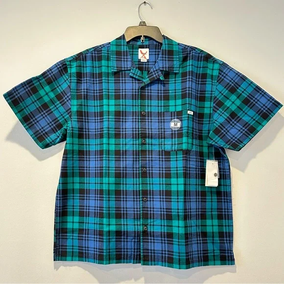 Vans 💯% cotton Anaheim Woven loose Fit Button Up Black/ Blue Size M, Size L - Picture 9 of 10